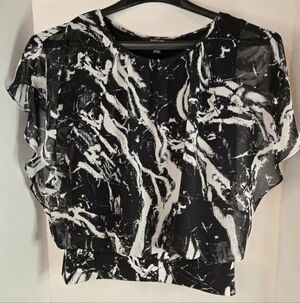 Womens Style Co Top  PS  Size Black Lined Short Sleeve Round Neck